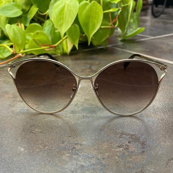 Alexander‎ McQueen Gold-Tone Round Oversized Sunglasses Frame AM0210SA main image 5